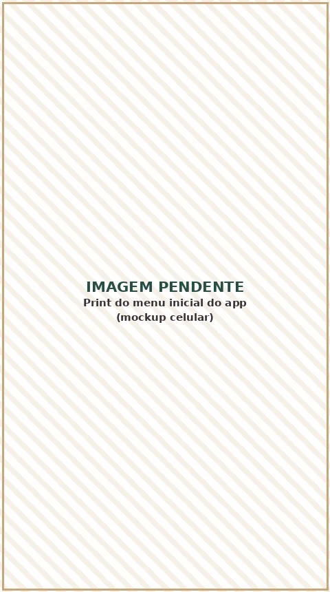 Espaço reservado para print do menu inicial do app